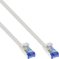 InLine Patchkabel flach, U/FTP, Cat.6A, TPE halogenfrei, weiß, 10m, 10 m, Cat6a, U/FTP (STP), RJ-45, RJ-45, Weiß