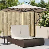 vidaXL "im " Doppel-Sonnenliege - 2-Personen-Liegestuhl - für den Garten - mit Auflagen Braun Poly Rattan - Gartenliegen CC16923
