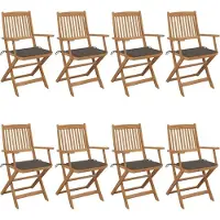 vidaXL "2026 Promotion" Klappbare Gartenstühle 8 Stk. - Hohe Qualität - mit Kissen Massivholz Akazie - Gartenstühle CC3983