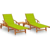 vidaXL Sonnenliegen 2 Stk. - Hohe Qualität - mit Tisch und Auflagen Massivholz Akazie - Gartenliegen CC4077