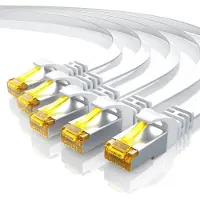 Primewire 5x LAN-Kabel CAT.7, RJ-45 (Ethernet), CAT 7 Flachband U/FTP Gigabit Netzwerkkabel 10 Gbit/s Patchkabel - 0,5m