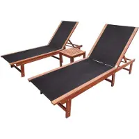 vidaXL Möbel Sonnenliegen 2 Stk. mit Tisch Akazie Massivholz und Textilene - Gartenliegen &40337