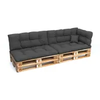 Pokar Palettenkissen mit schöner Steppung Auflage Palettensofa, Größe:6er Set, Farbe:Anthrazit - Wasserdicht