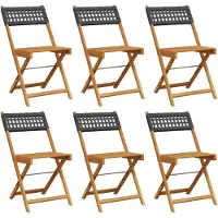 vidaXL Gartenstühle 6 Stk. Klappbar Schwarz Poly Rattan & Massivholz