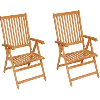 vidaXL Gartenstühle 2 Stk. mit Creme Kissen Massivholz Teak