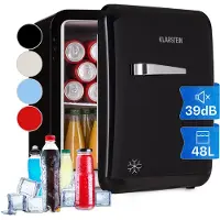 Klarstein Kühlschrank, Mini-Kühlschrank für Getränke, Kühlschrank Klein, Kleiner Kühlschrank Lautlos, Skincare Fridge, Vintage Design, Camping Kühlschrank, Minikühlschrank für Zimmer, 0-10°C, 48 L