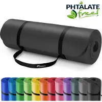 Tresko Yogamatte Fitnessmatte Gymnastikmatte Pilates 185x60x1,5cm Schwarz