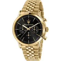 Maserati Epoca 42 Mm Chr Black Dial Br Yg Uhr