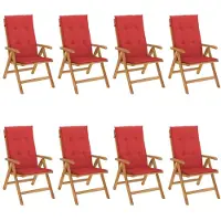 vidaXL Gartenstühle mit Auflagen 8 Stk. Massivholz Teak