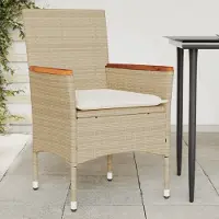vidaXL CLORIS Gartenstühle mit Kissen 2 Stk. Beige Poly Rattan 368121
