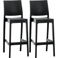 DELUKE Barhocker 2er Set MIAMI - Schwarz, Kunststoff | Barhocker mit Lehne Barstuhl Tresenhocker Tresenstuhl Kneipenhocker Kneipenstuhl