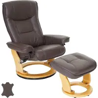 Robas Lund MCA Relaxsessel Halifax, Fernsehsessel Hocker, Echtleder 130kg belastbar braun, naturbraun