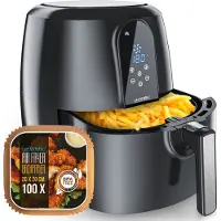 Arendo Heißluftfritteuse XXL Airfryer 5,2 Liter, bis 200 Grad, 3D Umluftsystem, Display, 1800 W, Fritteuse, Heissluftfritteuse, Frittieren ohne Öl, Timer, 7 Programme