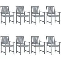 vidaXL "2024 Moderne" Gartenstühle mit Kissen 8 Stk. Massivholz Akazie Grau - Gartenstühle Neu6353024