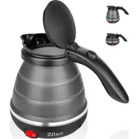 Zilan Reisewasserkocher klein 0,5 Liter Wasserkocher faltbar Miniwasserkocher Tragbarer Mini-Wasserkocher Faltbarer Reise-Wasserkocher Kompakter Mobiler Camping-Wasserkocher