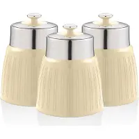 Swan SWKA1024CN Retro Set 3 Aufbewahrungsdose 1,2 L Luftdicht, Gewürze Tee Kaffee Vintage Design Creme