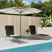 vidaXL Möbel Sonnenliegen Klappbar 2 Stk. Schwarz Textilene und Stahl - Gartenliegen &3454