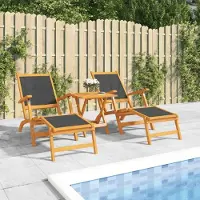 vidaXL "im Angebot" Garten-Liegestühle 2 Stk. - möbel für den Garten - Massivholz Akazie und Textilene - Gartenliegen CC4508