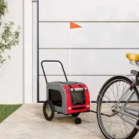 vidaXL Möbel Fahrradanhänger für Haustiere Rot und Grau 125 x 53 x 54 cm - Fahrradanhänger &8043
