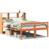 Syfax Massivholzbett ohne Matratze Wachsbraun 140x190 cm Massivholz