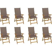 Syfax Klappbare Gartenstühle mit Kissen 8 Stk. Massivholz Akazie