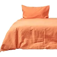 Homescapes Leinen Bettwäsche Set Burnt Orange, 150 x 200 cm