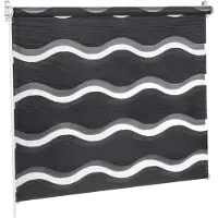 KS Handel 24 Doppelrollo Fensterrollo WELLE mit 3D EFFEKT (schwarz, 55x200 cm)