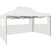 Syfax Partyzelt Faltbar mit 3 Seitenteilen 291x413x315 cm Weiß