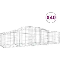 vidaXL Gabionen mit Hochbogen 40 Stk. 200x50x40/60 cm Verzinktes Eisen