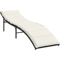 Syfax Sonnenliege mit Kissen Schwarz 55x199x50 cm Poly Rattan