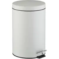 Relaxdays Mülleimer Küche, 20 Liter, mit Deckel, entnehmbarer Inneneimer, Fußpedal, mattes Design, Treteimer, weiß