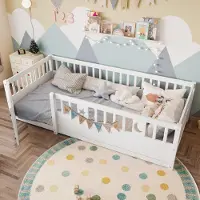 TavilaEcon Kinderbett Sterne Mond 90x190 cm weiß Gitter Kiefer 55 cm hoch 120 kg belastbar ohne Lattenrost