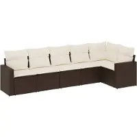 vidaXL 6-tlg. Garten-Sofagarnitur mit Kissen Braun Poly Rattan