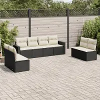 vidaXL CLORIS 8-tlg. Garten-Sofagarnitur - mit Kissen - Schwarz Poly Rattan - Gartenstühle LL0000256778