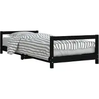 Syfax Kinderbett Schwarz 90x200 cm Massivholz Kiefer
