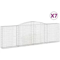 vidaXL Gabionen mit Hochbogen 7 Stk. 400x30x120/140cm Verzinktes Eisen