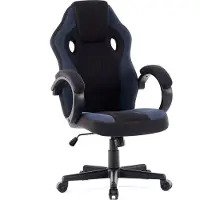Sense7 Prism Gaming Stuhl Stoff Schwarz-Blau - Ergonomischer Bürostuhl PC Schreibtischstuhl Zockerstuhl Wippfunktion Gamer Stuhl 120 kg