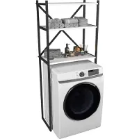 VCM Metall Überbauschrank | Waschmaschine | Maße: H. 160 x B. 66 x T. 34 cm | 3 Ablagen aus Holz - Insasi