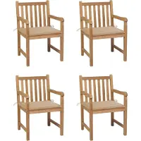 vidaXL Möbel Gartenstühle 4 Stk. mit Beigen Kissen Massivholz Teak - Gartensessel 3073007