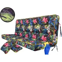 Hobbygarden Schaukelauflage POLA P14 für Gartenbank & Hollywoodschaukel 140 cm – 8–10 cm dick, inkl. 2 Kissen, wetterfest –