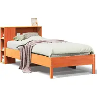 Syfax Massivholzbett mit Regal ohne Matratze Wachsbraun 100x200 cm