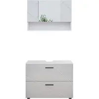 Vicco Badmöbel-Set Irma Weiß Hochglanz 2 Teile, Unterschrank 80 cm, Model 39584