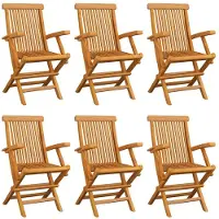 Prolenta Maison Exclusive - Klappstühle mit Anthrazit Kissen 6 Stk. Massivholz Teak