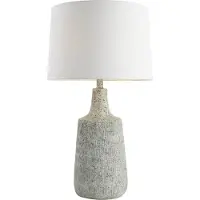 HOME DELUXE Große Tischlampe in Steinoptik CARO - Weiß | Tischleuchte Schreibtischlampe Leselampe
