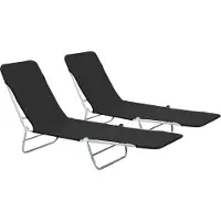 vidaXL Möbel Klappliegen 2 Stk. Stahl und Stoff Schwarz - Gartenliegen &37488