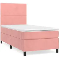 Syfax Boxspringbett mit Matratze Rosa 80x200 cm Samt