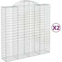 vidaXL Gabionen mit Hochbogen 2 Stk. 200x50x200/220cm Verzinktes Eisen
