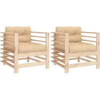 vidaXL Gartenstühle mit Kissen 2 Stk. Massivholz Kiefer