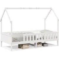 Syfax Kinderbett Hausbett Weiß 80x200 cm Massivholz Kiefer