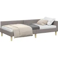 Syfax Eckbettgestell Taupe 100 x 200 cm Stoff